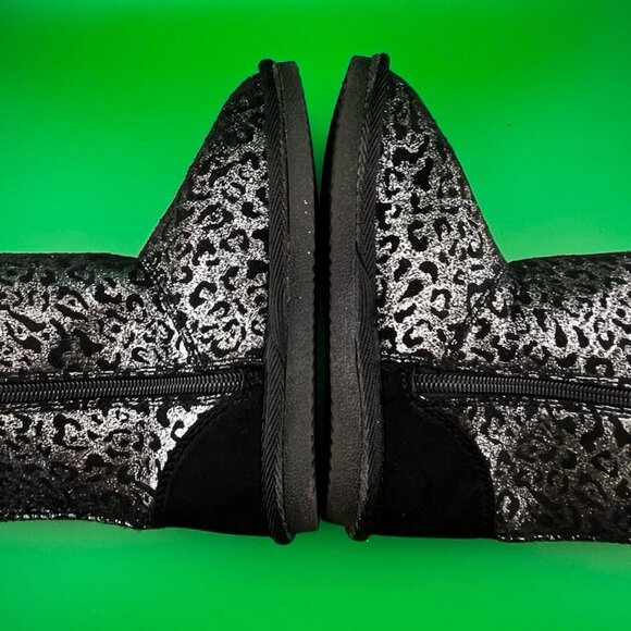 HARPER CANYON Big Girls Shearling Boots Black/Silver Metallic Animal Print Sz 10 - Picture 4 of 6